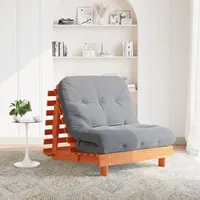 Futon Schlafsofa Mit Matratze Braun 90x206x11 Massivholz Kiefer