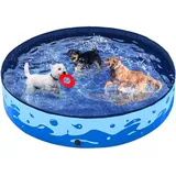 Hundepool für Hunde, Schwimmbad 160 x 30 cm, Schwimmbad, Hundeplanschbecken, faltbarer Pool, Badewanne, Wasserbecken, Ozeanblau - Yaheetech