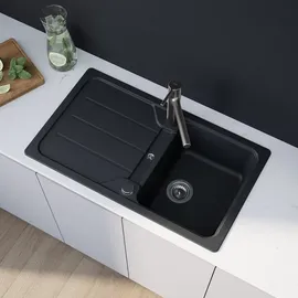 Evineo line 100 links Einbauspüle anthrazit Handbetätigung 860 x 500 mm