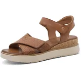 TAMARIS COMFORT Damen Sandalen flach aus Leder mit Klettverschluss, Braun (Nut), 40 EU