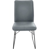 K+W Komfort & Wohnen Kufenstuhl, 1 St., Leder CLOUD, Drahtgestell in Metall schwarz, Griff am Rücken, Steppung im Sitz, blau