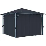 vidaXL Aluminium-Pavillon 3 x 3 m anthrazit inkl. Vorhängen