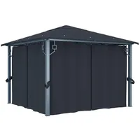 vidaXL Aluminium-Pavillon 3 x 3 m anthrazit inkl. Vorhängen