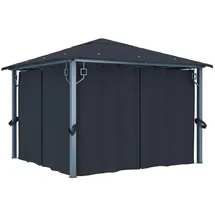 vidaXL Aluminium-Pavillon 3 x 3 m anthrazit inkl. Vorhängen