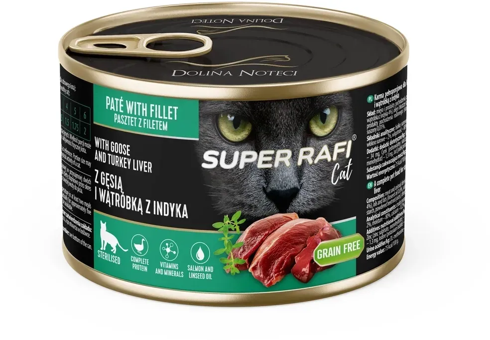DOLINA NOTECI Super Rafi Cat P&F mit Gänse- und Truthahnleber für sterilisierte Katzen 185g