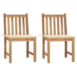 vidaXL 2x Teak Massiv Gartenstuhl mit Kissen Holzstuhl Essstuhl Stuhl Stühle Gartenmöbel Terrassenstuhl Gartenstühle Balkonstuhl Outdoor