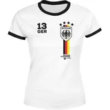 MoonWorks® Damen Fan-Shirt Fußball Retro Deutschland Germany Weltmeisterschaft Fan-Trikot Style WM 2026 Weiss-schwarz M - M