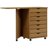 vidaXL Rollschrank mit Schreibtisch MOSS Honigbraun Massivholz Kiefer