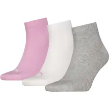 Puma Socken Quarter Plain 3P 3 Paar Rosa/Grau/Weiß 39-42
