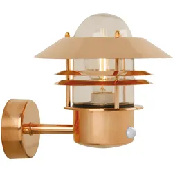 Außen-Wandleuchte NORDLUX "BLOKHUS", braun (kupferfarben), H:23cm, Lampen, Kupfer, 15 Jahre Garantie, Bewegungsmeder