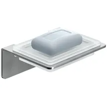 WEISSENSTEIN Seifenschale Wandmontage Edelstahl/Glas Silber