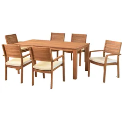 Garten-Essgruppe MERXX "»Batavia«", beige (natur, natur, natur), stapelbar, Massivholz, Sitzmöbel-Sets, moderne Landhausoptik in warmen Holznuancen