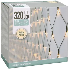 Spetebo LED Lichternetz mit 320 - warm weiß - Garten Lichtervorhang 300 x 150 cm für Außen mit Netzstecker