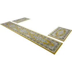 Bettumrandung HOME AFFAIRE "Oriental, Made in Belgium" Gr. 14, gelb, H:7mm, Obermaterial: 100% Polypropylen, Bettumrandung, Läufer-Set, Kurzflor, Orient-Optik, mit Bordüre, pflegeleicht, elegant