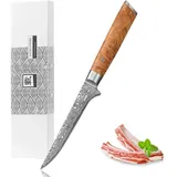 Zayiko Kinone Ausbeinmesser 16 cm Wurzelholzgriff Birke grau/schwarz/bronze