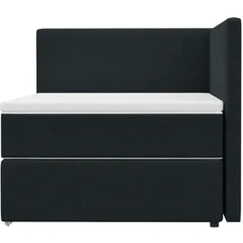 99rooms Phönix Mini Plus Boxspringbett 120x200 cm Webstoff MALMO_NEW Schwarz Seitenteil links