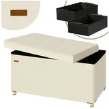 CASARIA Sitzbank Beige Samt 76x38x42cm mit Stauraum Faltbar