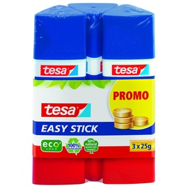 Tesa Easy Stick ecoLogo dreieckiger Klebestift, 3x 25 g