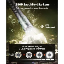 Vevor Inspektionskamera 50 m mit 4,3-Zoll-HD-Bildschirm IP68 wasserdicht