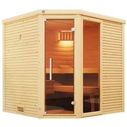 Weka Premium Massivholzsauna Cubilis 2 mit Glastür+Fenster inkl. Montageservice - 45 mm Ohne Ofen