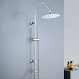 Görbach Regendusche Duschsystem ohne Armatur Edelstahl Duschset mit Rund Kopfbrause D20cm Chrom