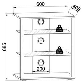VCM TV Möbel Rack Glas Phono Mediaregal Folas