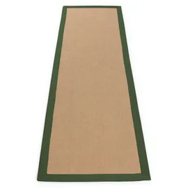 carpetfine Sisalteppich CARPETFINE "Sisal , auch als Läufer erhältlich", grün, B:75cm H:5mm L:350cm, Sisal, Teppiche, Sisalteppich, mit farbiger Bordüre, Anti Rutsch Rückseite, viele Größen, Wohnzimmer
