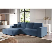 Fun Möbel Ecksofa Schlafsofa LEVIO Stoff ARAGON Dunkelblau Ottomane