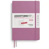 Leuchtturm1917 372471 Wochenkalender & Notizbuch Medium (A5) 2026, 12 Monate, Dusty Rose, Deutsch