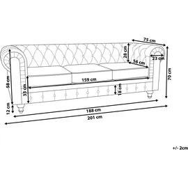 Beliani Sofa Samtstoff schwarz