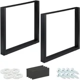 Relaxdays 2er Set, BxH: 80x72 cm, Metall Tischbeine Schreibtisch, Esstisch, Couchtisch, Industrial, schwarz