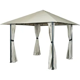 Mendler Pergola HWC-J63 3 x 3 m inkl. 1 Seitenteil Beige/Weiß