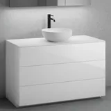 neoro n50 Unterschrank B: 120 cm mit 3 Auszügen, Waschtisch Ø 40 cm weiß matt, B: 120.5 BN0064WM+BN0454WH+BN0404WH