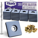 Filzada Möbelfuß 26x Teflongleiter Schraube Eckig 25x25/50x50mm PTFE Möbelgleiter