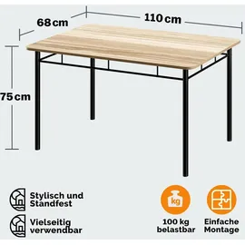 CASARIA CASARIA® Esstisch mit 4 Stühlen Holz Eiche hell