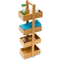 Relaxdays Bambus Badregal, HxBxT:75x25x18cm, mit 4 Körben, Holz, für Badezimmer/Feuchträume, natur