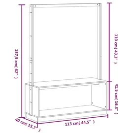vidaXL Garderobenständer mit Schuhablage 113 x 40 x 157,5 cm Weiß Kiefer