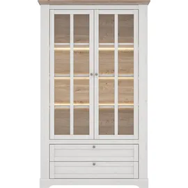 Forte Vitrine "Iloppa", braun (schnee eiche, nelson eiche), B:125,3cm H:209,8cm T:44,3cm, FSC-zertifizierter Holzwerkstoff, Schränke, Vitrine, Höhe ca. 209 cm