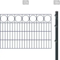 Arvotec Doppelstabmattenzaun "ESSENTIAL 80 zum Einbetonieren "Ring" mit Zierleiste" Zaunelemente Zaunhöhe 80 cm, Zaunlänge 2 - 60 m Gr. H/L: 80cm x 34 m, Pfosten: 18 St., grau (anthrazit)