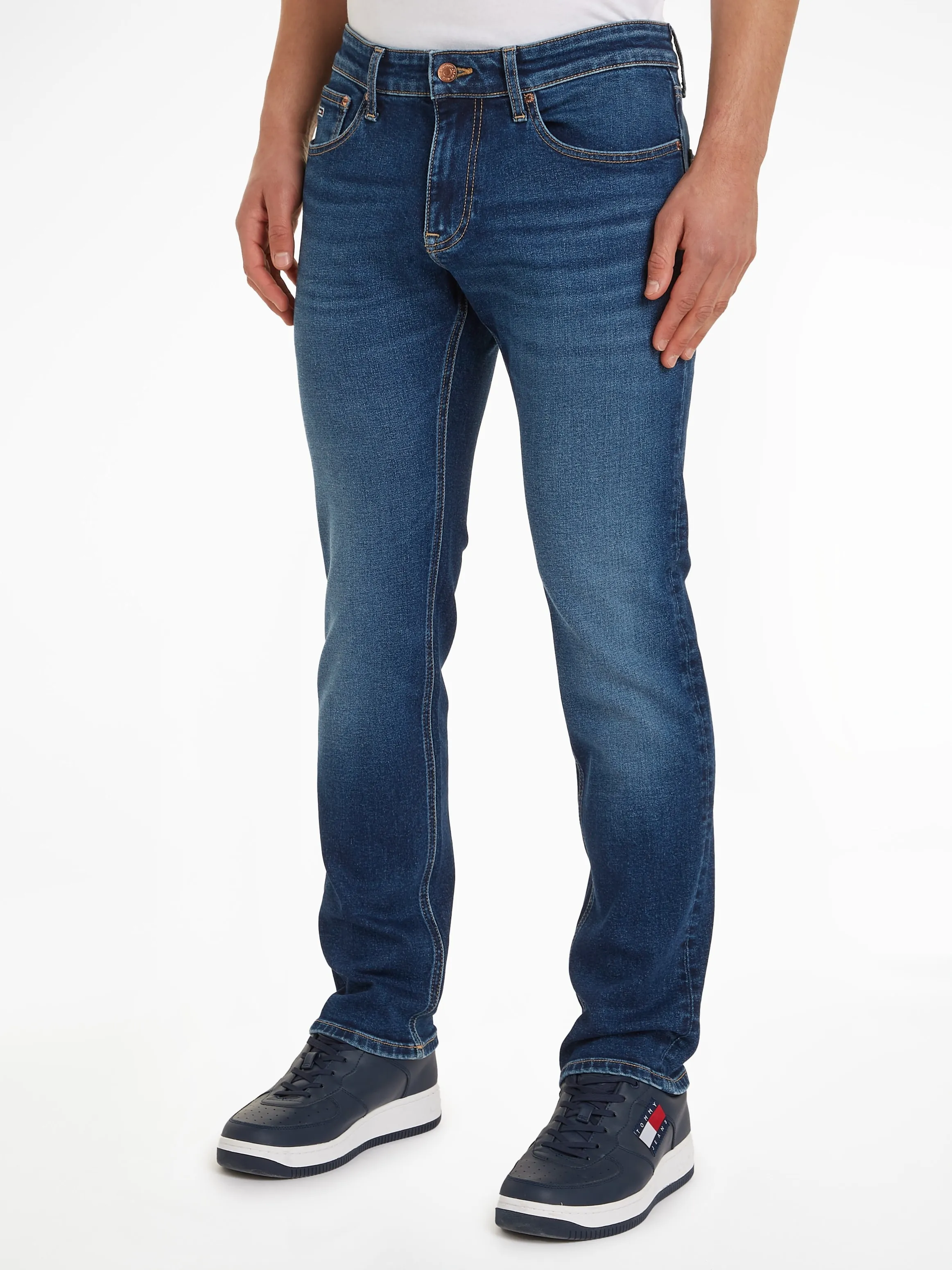 Slim-fit-Jeans TOMMY JEANS "SCANTON SLIM" Gr. 31, Länge 30, blau (denim dark) Herren Jeans Slim Fit im 5-Pocket-Style