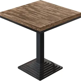 GGM Möbel MPY | Bistro Massiv Tisch | Quadratisch | 70 x 70 x 81 cm | Walnuß / Schwarz