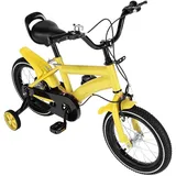 Lilyeriy 14 Zoll Kinderfahrrad,Jungen Mädchen Einsteigerfahrrad Sattel höhenverstellbar Kinderfahrrad Carbonstahl mit Training Räder Schutzbleche für Jungen Mädchen ab 3~6 Jahre (Gelb)