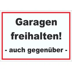 HB-Druck Garagen freihalten Aufkleber A7 (74x105mm)