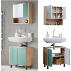 Vicco Badmöbel-Set Agasta sonoma, Badezimmerschränke 3D Optik