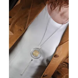 FIRETTI Schmuck Geschenk Opal-Look Tassel Y-Kette beige / Kunststoff