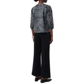 Comma, comma Popeline-Bluse mit Puffärmeln und All-Over-Leo-Print - 38