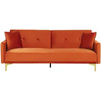 Beliani Schlafsofa 3-sitzer Lucan Samtstoff Orange