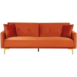 Beliani Schlafsofa 3-sitzer Lucan Samtstoff Orange