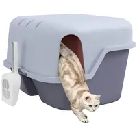 PawHut Katzentoilette mit Deckel, Katzenklo mit Sieb, Schaufel, Katze