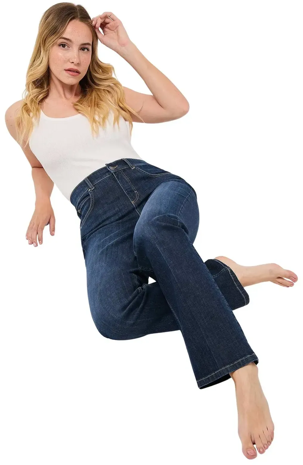 Angels Jeans Lara mit weitem Bein in dunklem Indigo Used-D48 / L30